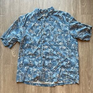 Tommy Bahama Blue and White Floral Silk Shirt